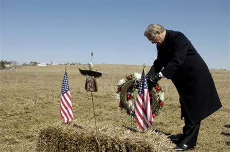 Secretary Rumsfeld Lays A Wreath At The Crash Site Of United Airlines