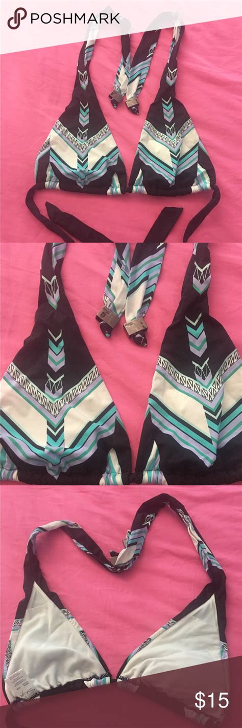 Designer Bathing Suite Top Brand Skye Color Black Turquoise And White