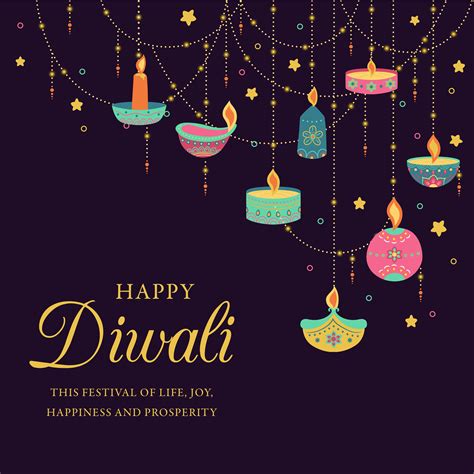 Happy Diwali Festival Of Light Greeting Card Diwali Colorful Posters With Main Symbols