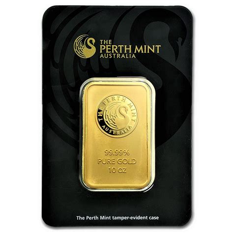 Gold 10 Oz Perth Mint Minted Bar Silver Bullion