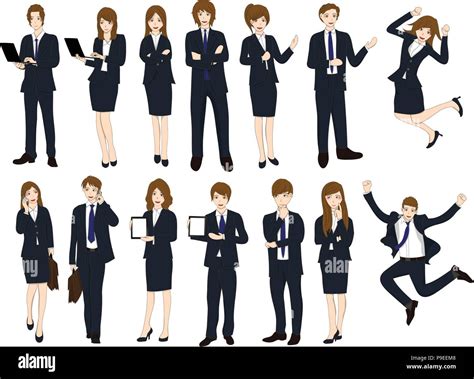 Set Cartoon Business People Isolated On White Background No1 Vector