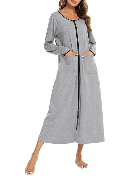 Buy Sykooria Womens Zipper Front Robes Long House Coat Full Length