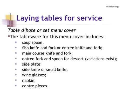 A set menu at a fixed price. Table Setting