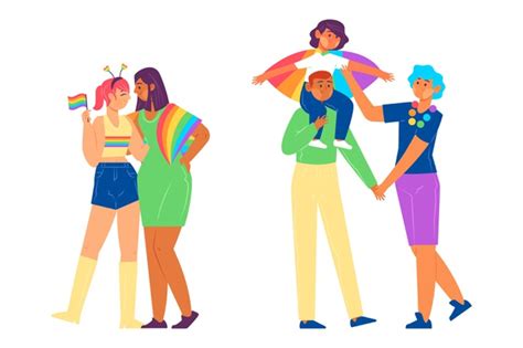 Free Vector Families And Couples Celebrating Pride Day