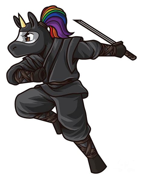 Ninja Unicorn Mythical Martial Arts Warrior Digital Art By Mister Tee