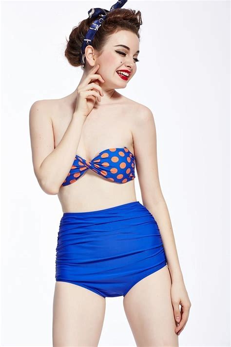 frauen vintage 50er jahre pinup girl rockabilly high waist retro bikini ebay