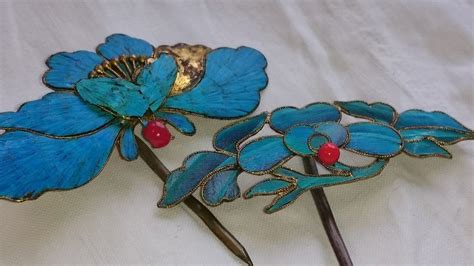 Antique Chinese Kingfisher Feather Hairpins Collectors Weekly