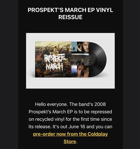 Prospekts March Ep Vinyl Reissue Rcoldplay