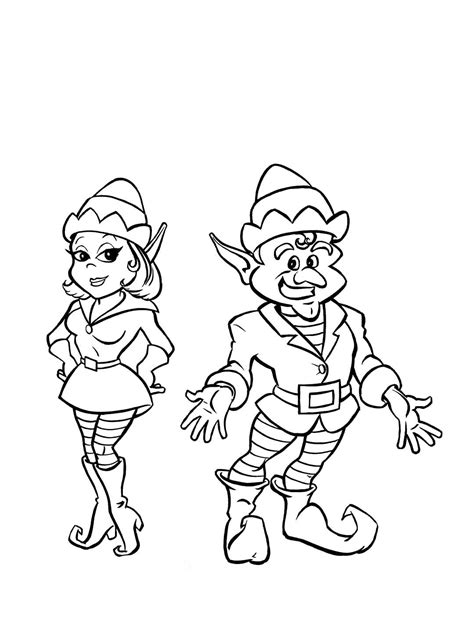 Christmas Elves Girl Coloring Pages Printable Coloring Pages