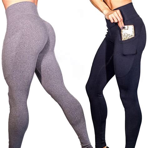 High Wasited Women Skinny Pants Hip Pocket Fitness Leggings Sexy Push Up Gymming Legging