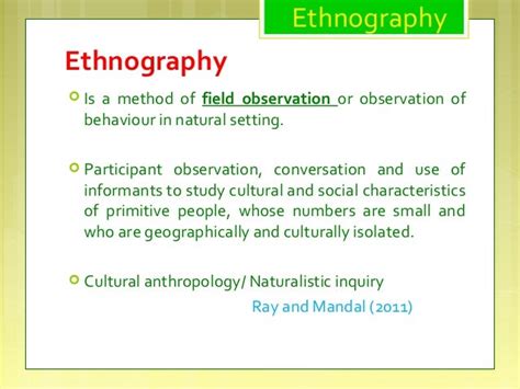 Types Of Ethnographic Research In Psychology Slideshare