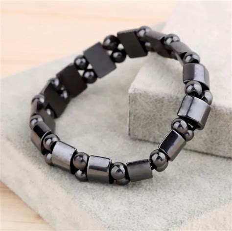 1pc Weight Loss Round Black Stone Magnetic Therapy Bracelet Health Care
