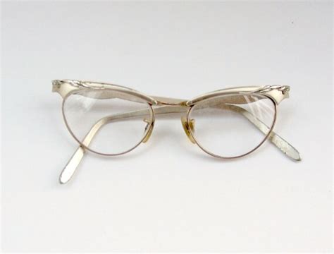 Vintage 50s Cateye Glasses Metal Frame Eyeglasses 1950s Eye