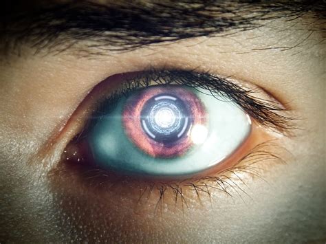 Person Brown Contact Lens Future Eye Robot Eye Machine