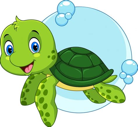 Cute Sea Turtle Cartoon Premium Vector