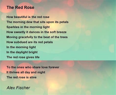 The Red Rose By Alex Fischer The Red Rose Poem