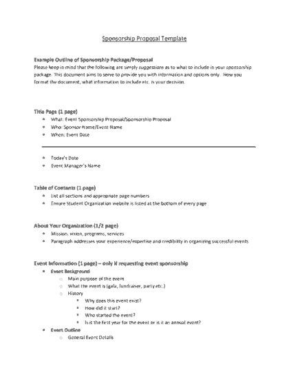 21 Free Sponsorship Proposal Template Word Excel Formats