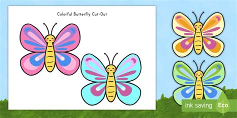 Colorful Butterfly Cut Outs Craft Activity Templates