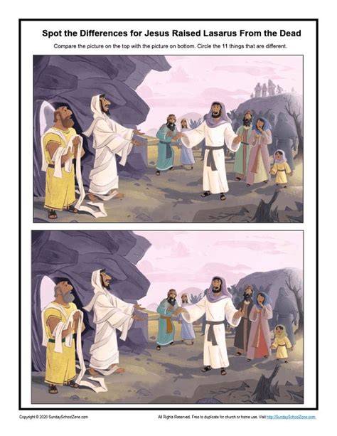 Jesus Raised Lazarus Spot The Differences Childrens Bible Activities