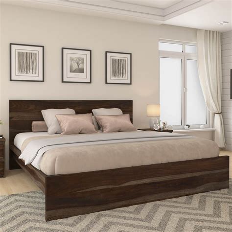 Paganus Modern Simplicity Solid Wood Platform Bed Frame Bedroom Wall