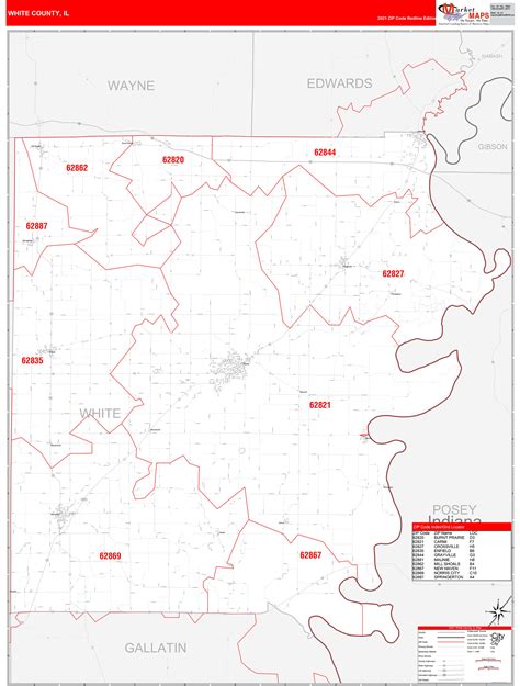 White County Il Zip Code Wall Map Red Line Style By Marketmaps Mapsales