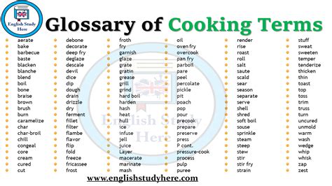 Glossary Of Cooking Terms English Study Here