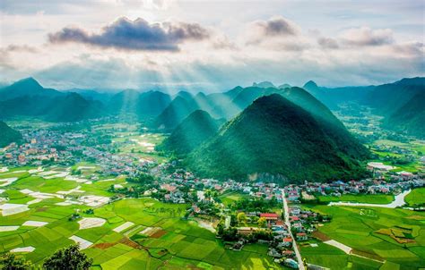 Wallpaper Mountains The City Field Valley Vietnam Vietnam Aerial