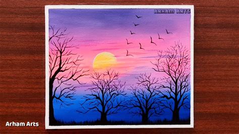 Sunrise Landscape Painting Step By Step Painting Tutorial For