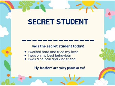 Secret Student Certificate Teaching Resources