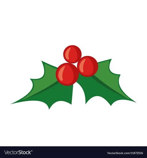 Christmas Mistletoe Icon In Flat Style Royalty Free Vector