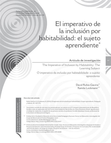 Pdf The Imperative Of Inclusion By Habitability The Learning Subject