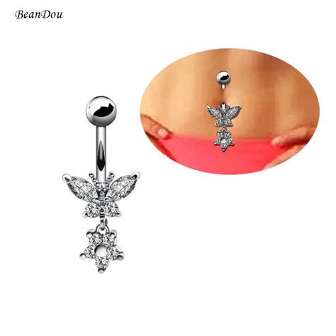 Fashion Sexy Dangle Belly Button Rings Ombligo Navel Piercing Surgical Steel Zircon Crystal