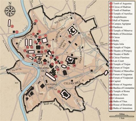 La Antigua Roma El Mapa De La Ciudad Antigua De La Ciudad De Roma