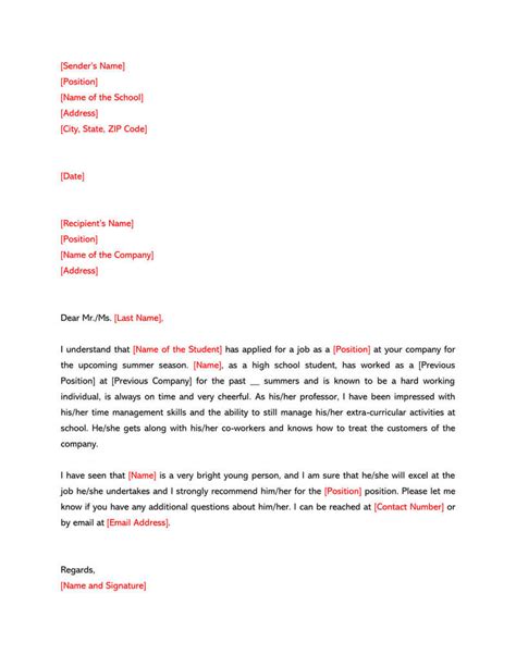 Sample Recommendation Letter High School Student Classles Democracy
