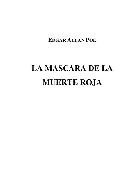 Edgar Allan Poe La Mascara De La Muerte Roja English Language Nu