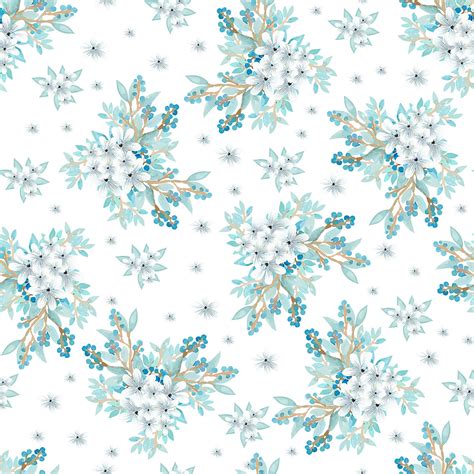 Watercolor Floral Seamless Pattern With Beautiful Blue Png Floral