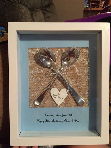 For some cool diy anniversary gift ideas, look no further than this list. "Spooning since..." Shadow box for my parents silver ...