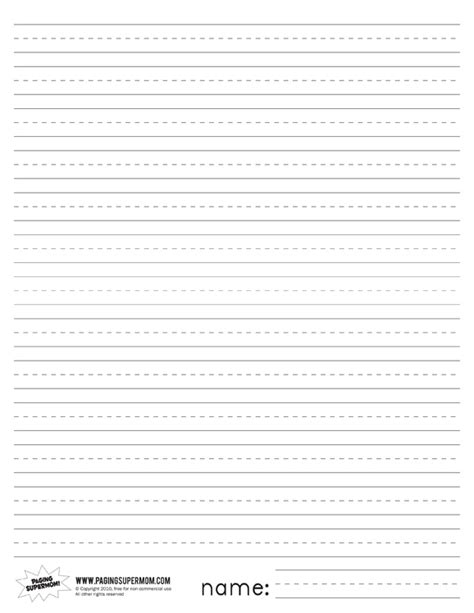 Sample lined paper template with example. Printable Primary Lined Paper - Paging Supermom