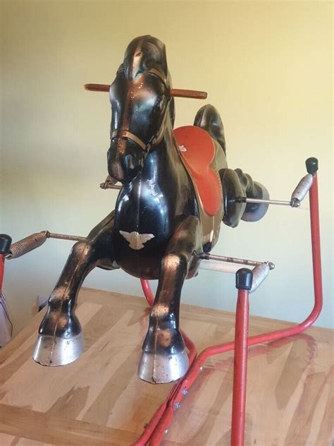 Vintage Mobo Pressed Metal Spring Mounted Rocking Horse 1950s 60s