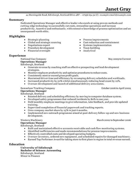 Writing an effective resume objective statement is key when applying for business management positions. Best Operations Manager Resume Example | LiveCareer