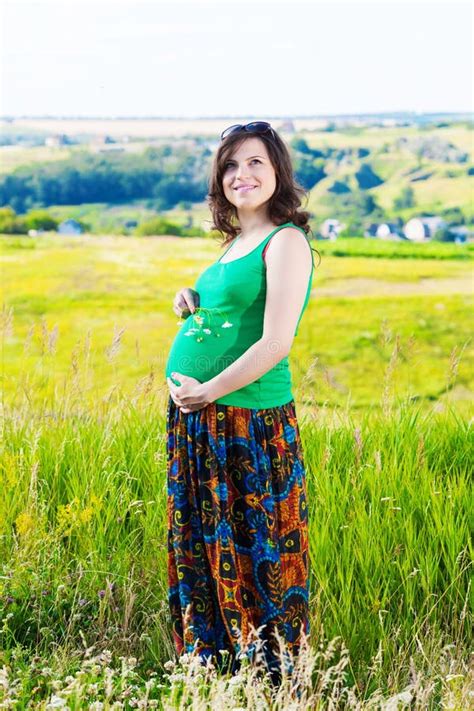 Portrait Of A Beautiful Pregnant Woman Stock Image Image Of Female Landscapes 50180555