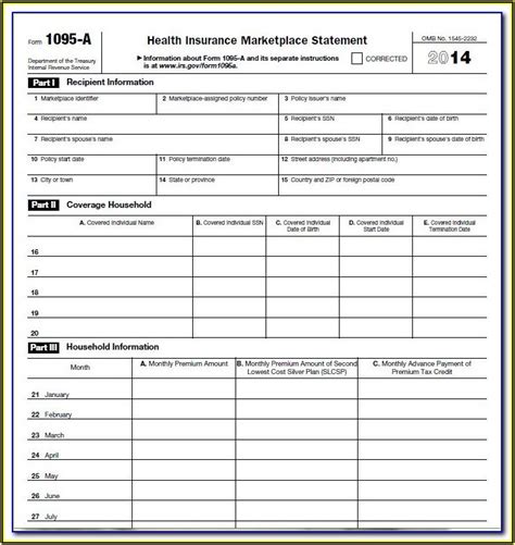 Free Printable 1095 Form Printable Forms Free Online
