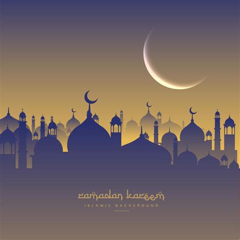 Islamic Ramadan Festival With Moon And Masjid Download Free Vector