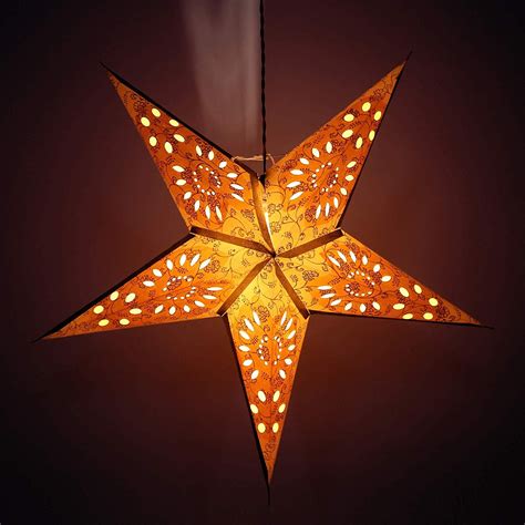 Indian Handmade Yellow Paper Star Lantern Lamp Christmas Paper Star