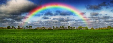 Rainbow Over The Field Stock Image Image Of Clouds 165750263