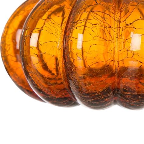 Glitzhome® Crackle Glass Pumpkin Amber Michaels