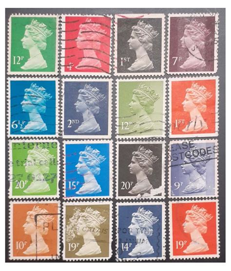 Extremely Rare Queen Elizabeth Ii Machin Series Postage Lot Of 16