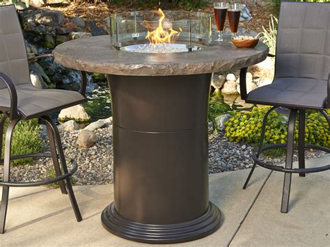 Outdoor Greatroom Colonial Fberglass 48 Round Fire Pit Pub Table