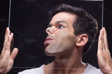Man Pressed Against Glass Bizarre High Quality People Images