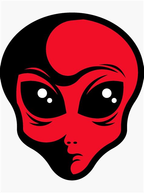 Red Alien Head Sticker For Sale By Buzzyspacebee Redbubble